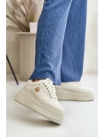 Sneakersy Dámské Sportovní Boty Zateplené Na Masivní Podešvi Béžové Ardiela