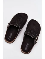 Dámské pantofle na korkové platformě s přezkou Big Star – černé