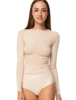 Dámská košilka Simple longsleeve beige - JULIMEX Dámská košilka Simple longsleeve beige - JULIMEX