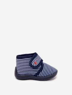 Dětské pantofle na suchý zip pruhované tmavě modré Lavelle