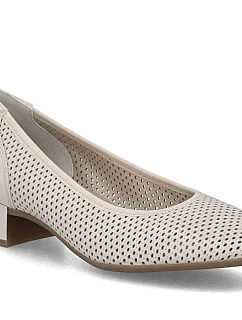 Dámské kožené béžové ažurové lodičky Rieker 43459-60