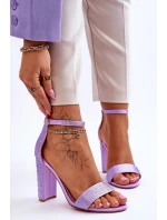 Dámské sandály na vysokém podpatku se zirkony fialové Idealistic