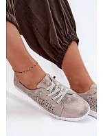 Dámské perforované polobotky z přírodního semiše Béžovo-zlaté Feliva