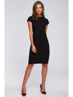 Dámské tužkové šaty s páskem na zavázání S239 černé - Stylove Dámské tužkové šaty s páskem na zavázání S239 černé - Stylove
