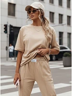 Dámský bavlněný teplákový komplet RIZNA beige FashionStreet AY1035