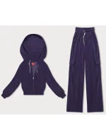 Dámský komplet ve švestkové barvě - mikina a kalhoty typu cargo (AMG-322A) Dámský komplet ve švestkové barvě - mikina a kalhoty typu cargo (AMG-322A)