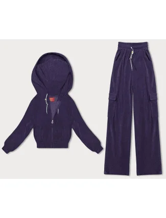 Dámský komplet ve švestkové barvě - mikina a kalhoty typu cargo (AMG-322A) Dámský komplet ve švestkové barvě - mikina a kalhoty typu cargo (AMG-322A)