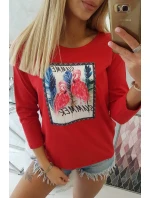 Halenka s 3D grafikou plameňáka červená