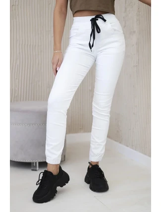 Džínové kalhoty s žebrovaným lemem bílý Džínové kalhoty s žebrovaným lemem bílý