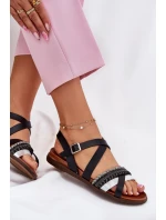 Dámské Ploché Sandály S Pásky Černé Sergio Leone SK087H