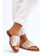 Dámské kožené žabky Světle zlatá Amite