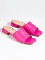 Originální dámské  nazouváky růžové na širokém podpatku