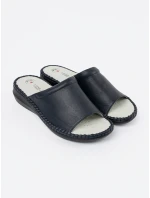 Trendy  nazouváky dámské tmavě modré na plochém podpatku