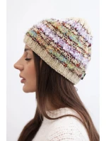 Dámská zimní čepice s barevným vláknem a elastickým stahováním K352 béžová