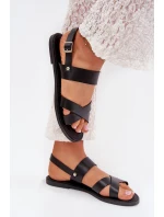 Ploché Dámské Sandály Z Eko Kůže Černé Kalira