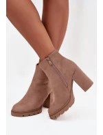 Dámské kotníkové boty s izolací na klínku s ozdobným detailem béžové Briella