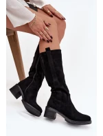 Dámské kozačky na blok Eko semiš černé Darisse Dámské kozačky na blok Eko semiš černé Darisse