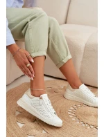 Kožené dámské tenisky s zipem Bílá-Zlatá Kalorinne