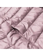 Krátká růžová dámská bunda s úpletovými stahovacími lemy (P22/P3-6636/P3-6023-52)