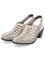 Kožené sandály na podpatku Rieker W RKR49B beige