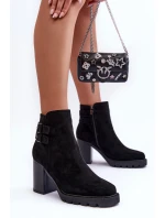 Kožené Boty Na Podpatku Černé Makeline