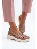 Růžové Dámské Nazouvací Boty s Prošívanými Dírami Emilei