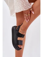 Dámské sandály na platformě se suchým zipem černé Nitepira