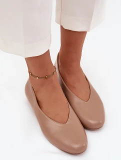 Dámské baleríny z ekokůže na ploché podrážce béžové Olyssia