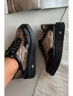 Dámské kožené šněrovací polobotky na platformě Artiker – černé