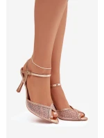 Dámské sandály na jehlovém podpatku se zdobením Peloria – šampaňské
