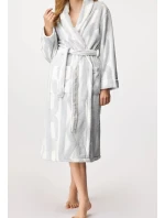 Dámský župan YI2522605F bílá/šedá - DKNY Dámský župan YI2522605F bílá/šedá - DKNY