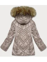 Dámská bunda ve velbloudí barvě pro přechodné období s kapucí (H-97)