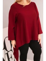 Dámská tunika Plus Size bavlněná s asymetrickým střihem bordová