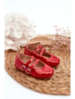 Lakované dětské baletky s červenými proužky Margenis