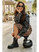 Dámské Eko Kožené Pracovní Boty S Připínáčky Černé Kristines