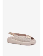 Dámské Kožené Sandály S Dekorací S.Barski LR51-786 Béžové