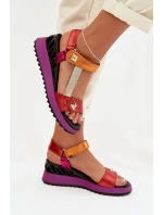 Kožené dámské sandály na platformě D&A CR61-3078 Multikolor