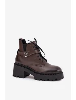 Dámské kotníkové boty se zdobeným páskem Zazoo – czekoládové