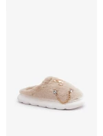 Dámské pantofle BG186P Ecru s ozdobou - Step in style