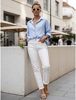 Dámské džíny mom fit s vysokým pasem bílé FashionStreet uy2959