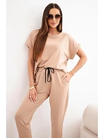 Bavlněná souprava halenka + kalhoty velbloudí Bavlněná souprava halenka + kalhoty velbloudí