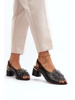 Kůže Sandály Na Trojúhelníkovém Podpatku Laura Messi 2595 Hnědé