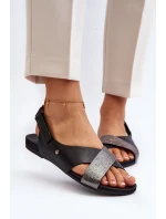 Zazoo 40141 Kožené Sandály Na Suchý Zips Černé Zazoo 40141 Kožené Sandály Na Suchý Zips Černé