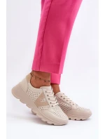 Dámské kožené lehké sportovní boty béžové Eleonori