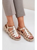 Kožené dámské sandály Zazoo 3695 zlaté Kožené dámské sandály Zazoo 3695 zlaté