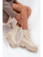 Boty Na Masivní Platformě Eko Kůže Béžové Kylira