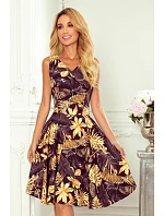 Rozšířené dámské šaty 114-13 černo-žluté - Numoco