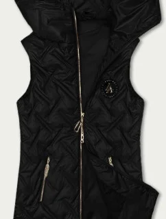 Černá dámská prošívaná vesta s kapucí S'West (B8339-1)