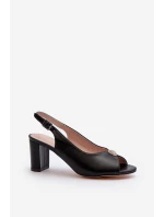 Elegantní Sandály Na Podpatku S Ozdobou Černé Trasea