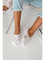 Dámské mikro-kotníkové bavlněné ponožky Malé višně – bílé